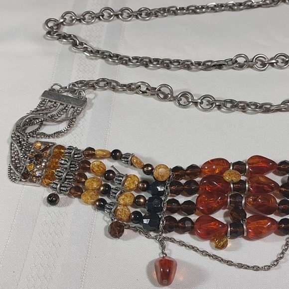 Chico's Silver and Amber Beaded Belt - Picture 3 of 4